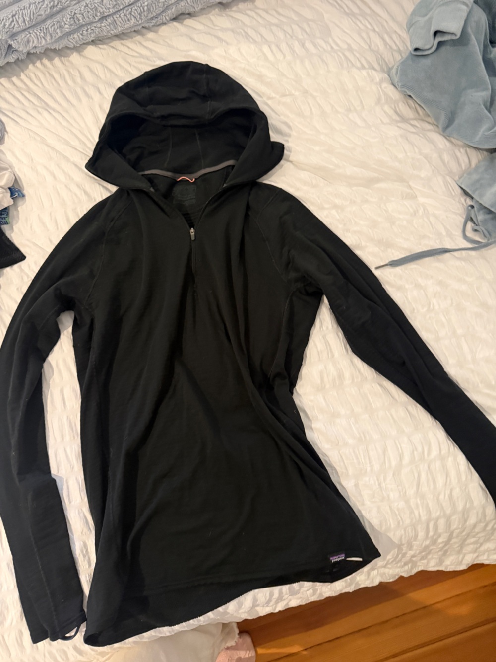 Patagonia Black Knit Zip Hoodie with Subtle Logo